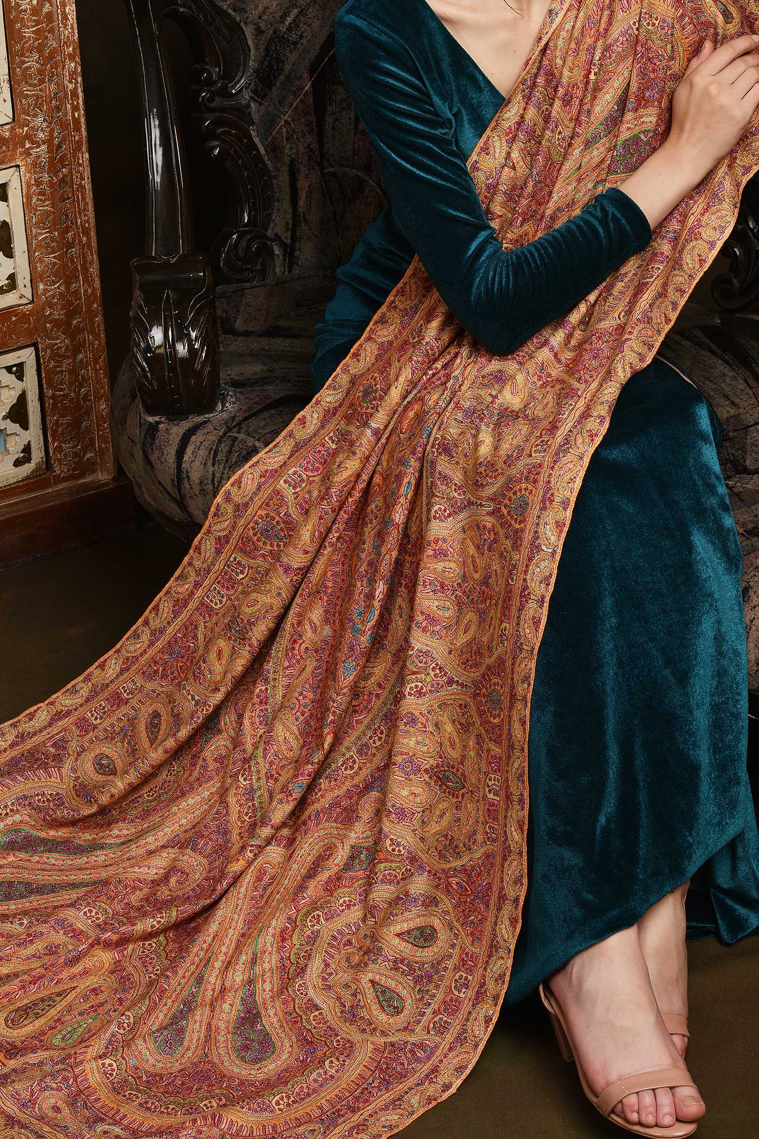 Elegant Stunning Pure Wool Jamawar Pashminas Traditional Wrap orders