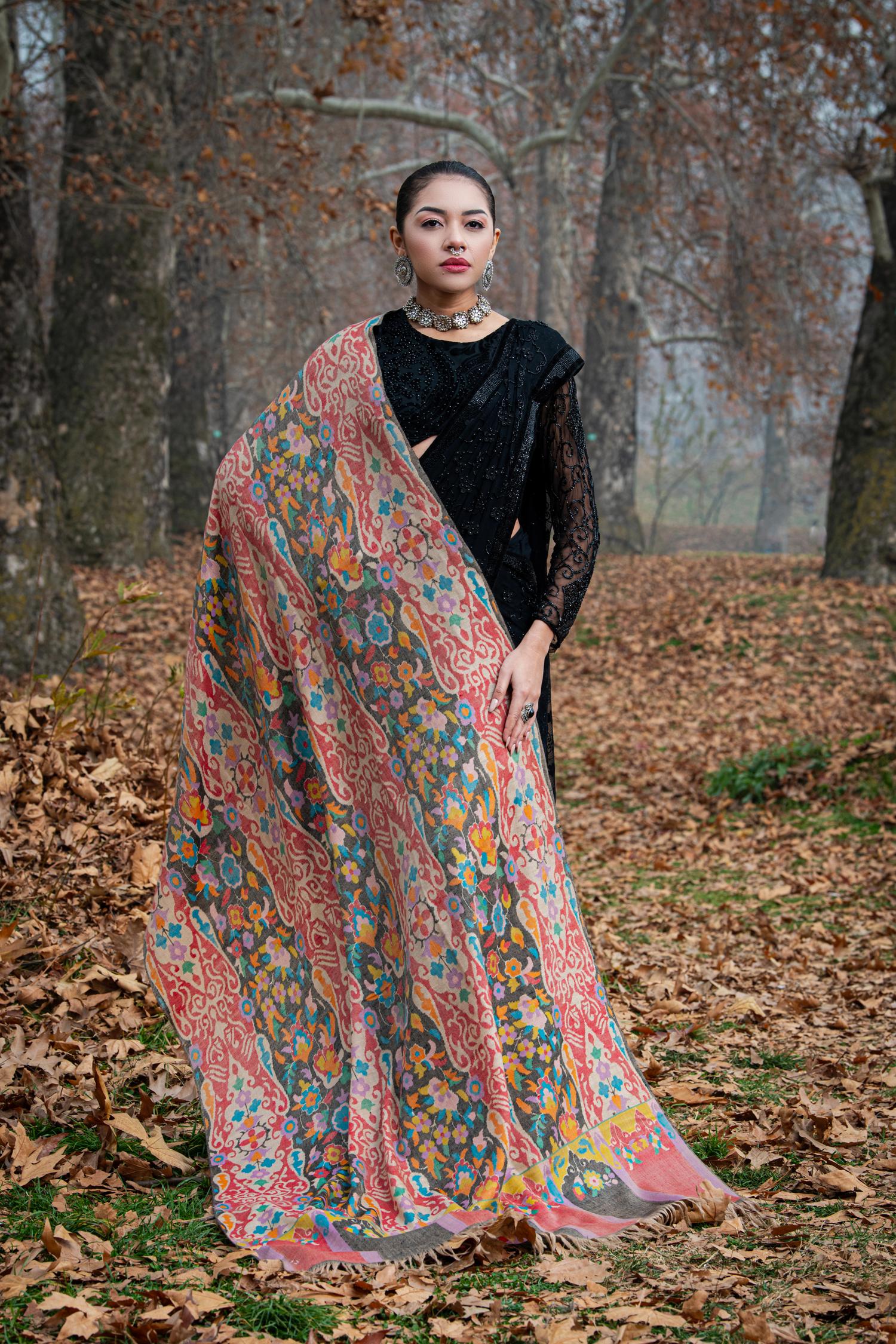 Multicoloured Kani Pashmina Shawl | Kashmiri Kani Work
