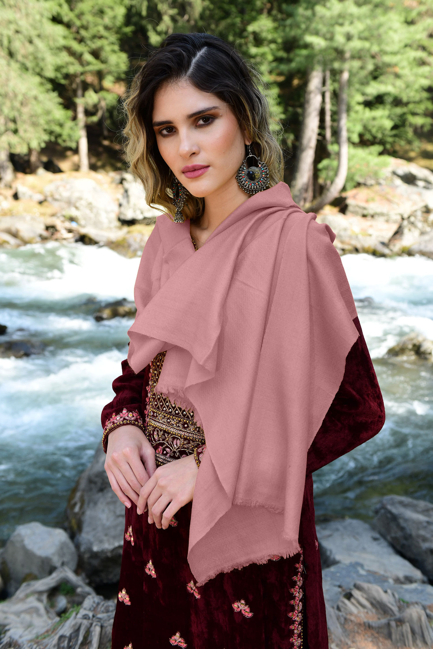 Blush Cashmere Scarf Handmade Cashmere