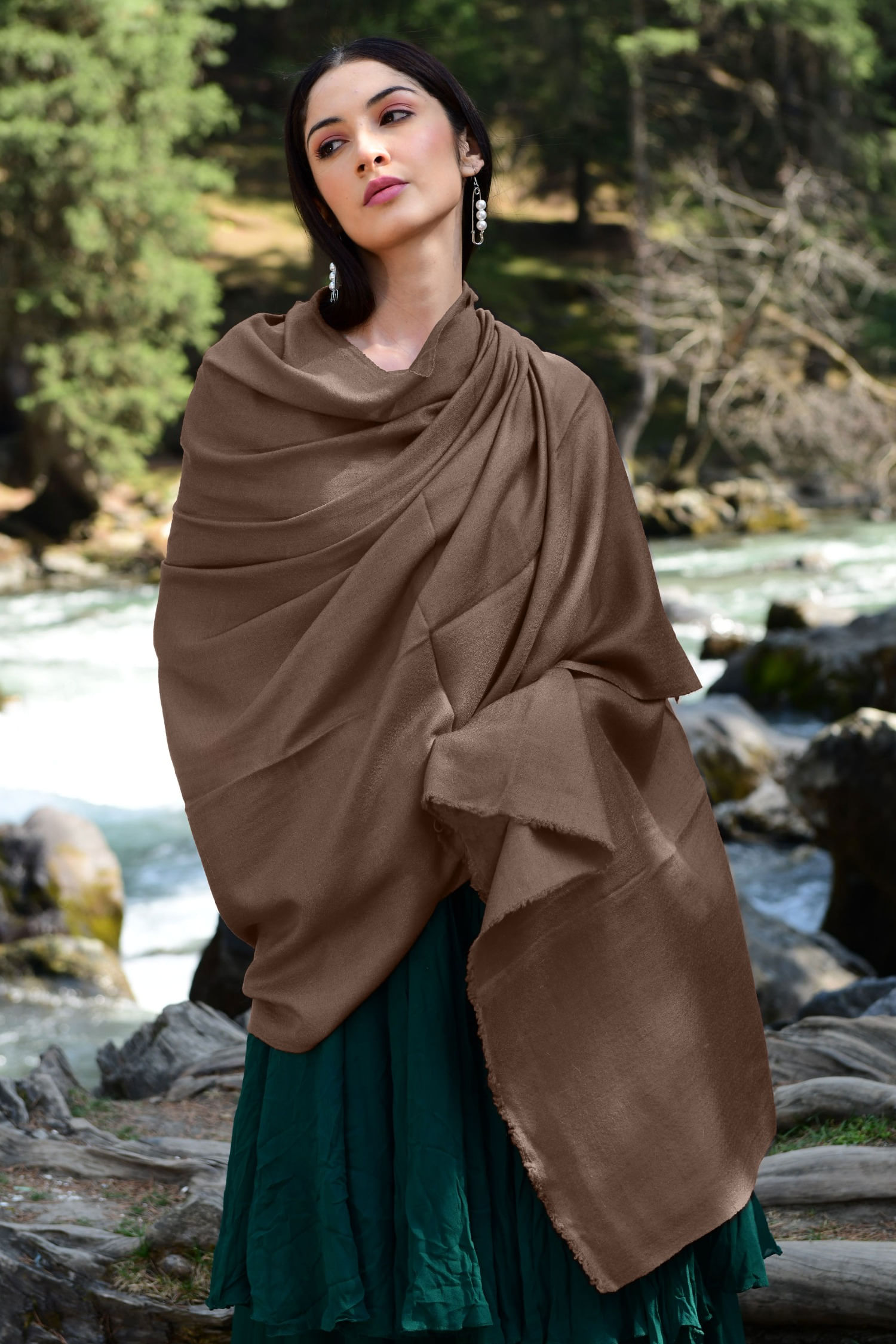 Cappuccino Brown Cashmere Wraps and Handmade Shawls