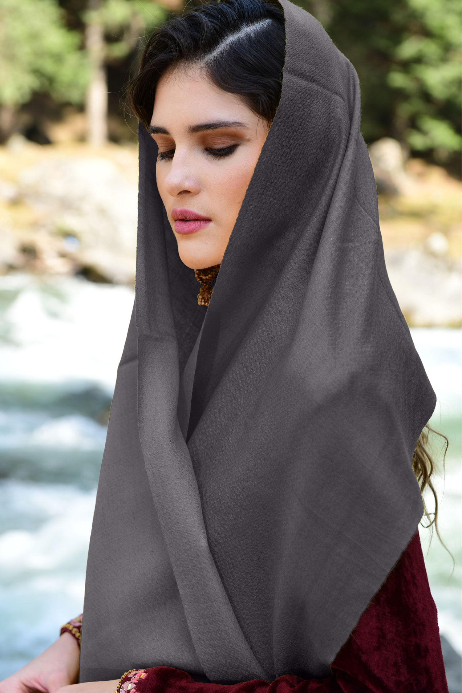 Dark Grey Cashmere Scarf Pure Pashmina