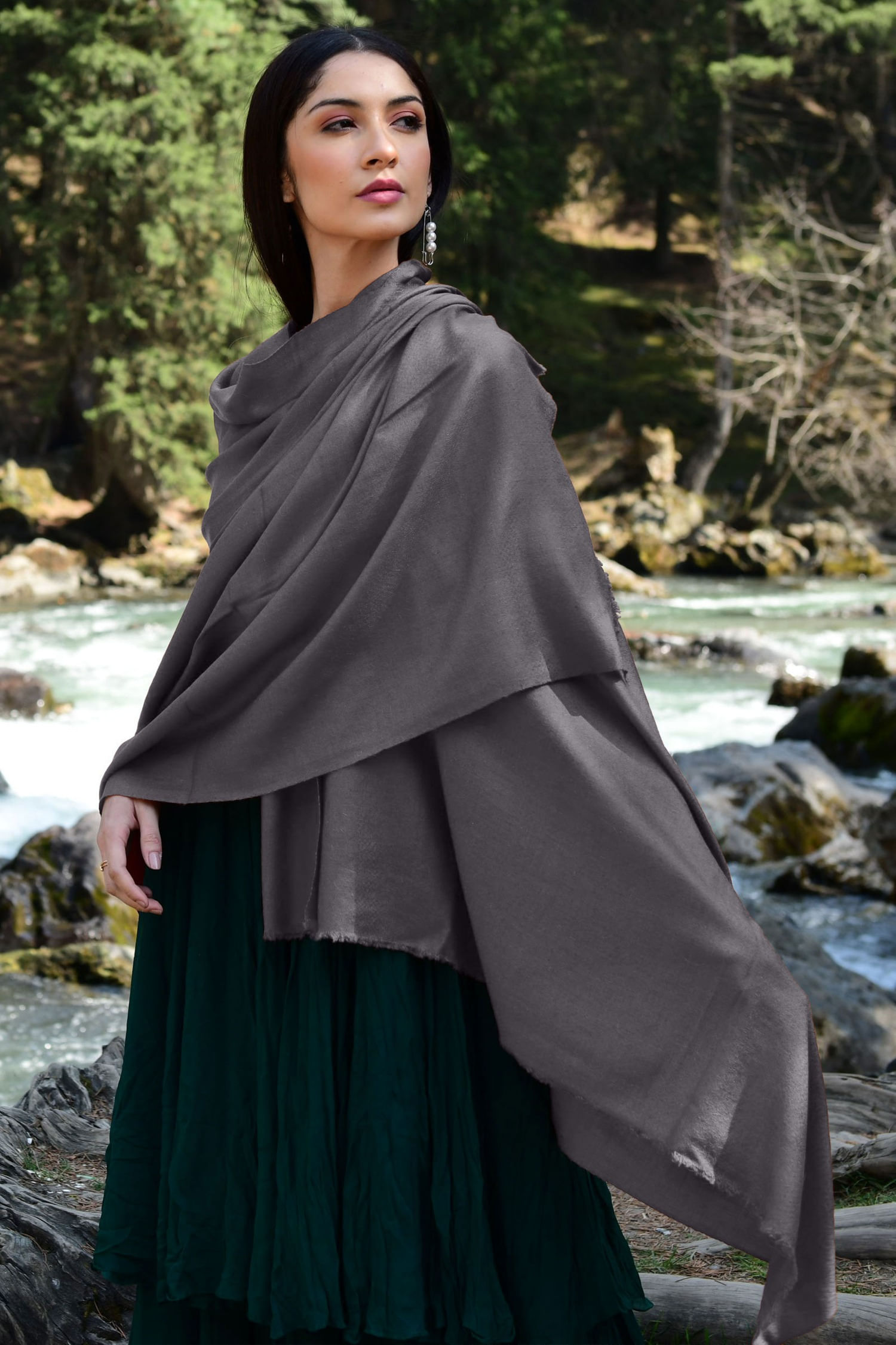 Dark Grey Pashmina Shawl