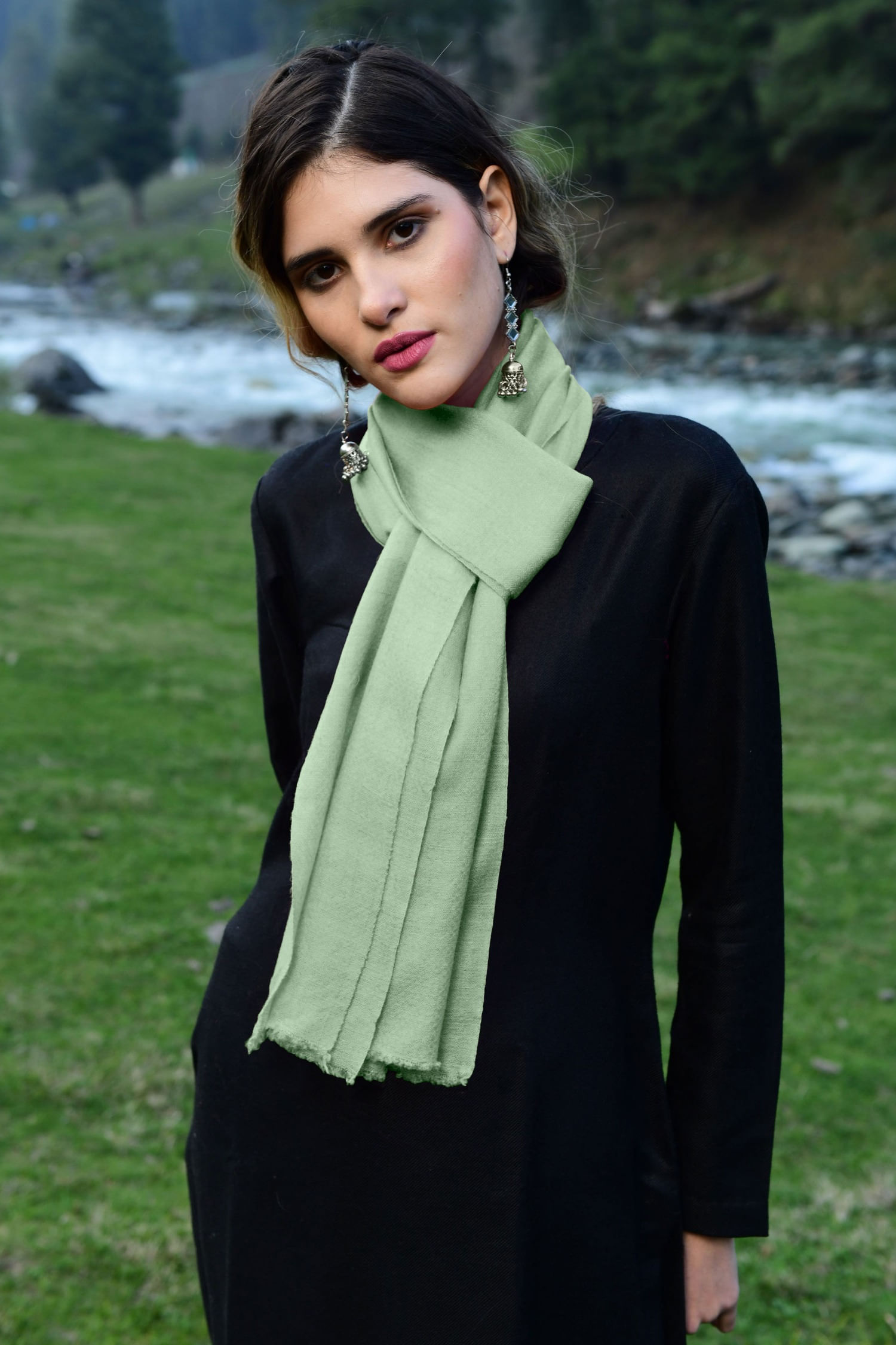 Brown and Hot Pink - Pure Cashmere online Open Scarf for Men and Women