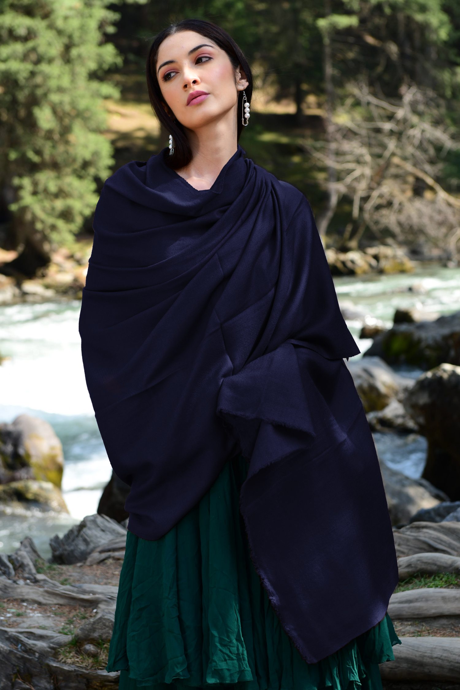 Navy Blue Pashmina Shawl