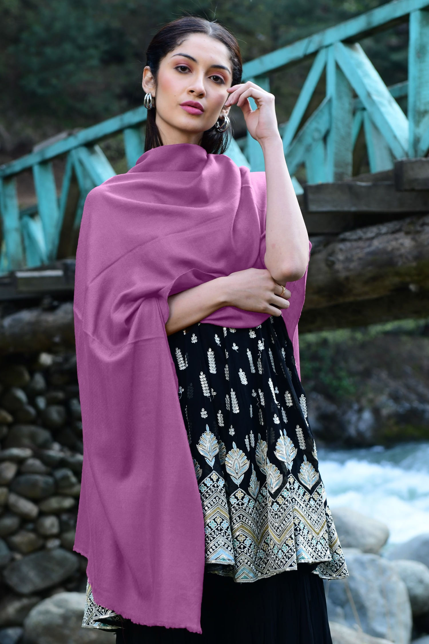 Orchid Pink Cashmere Wraps, Scarves, Pashmina Shawls