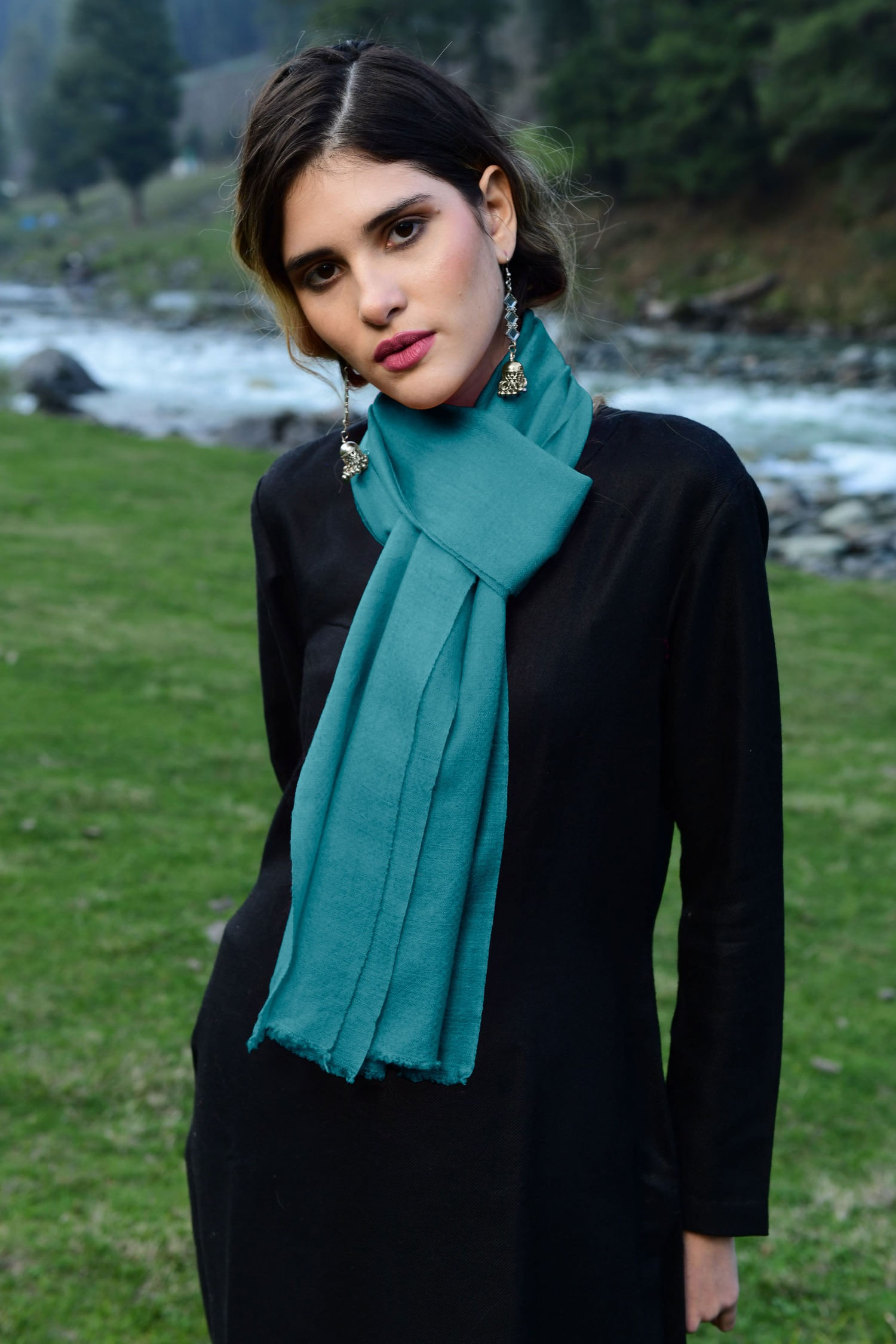Peacock Blue Cashmere Scarf Pure Pashmina