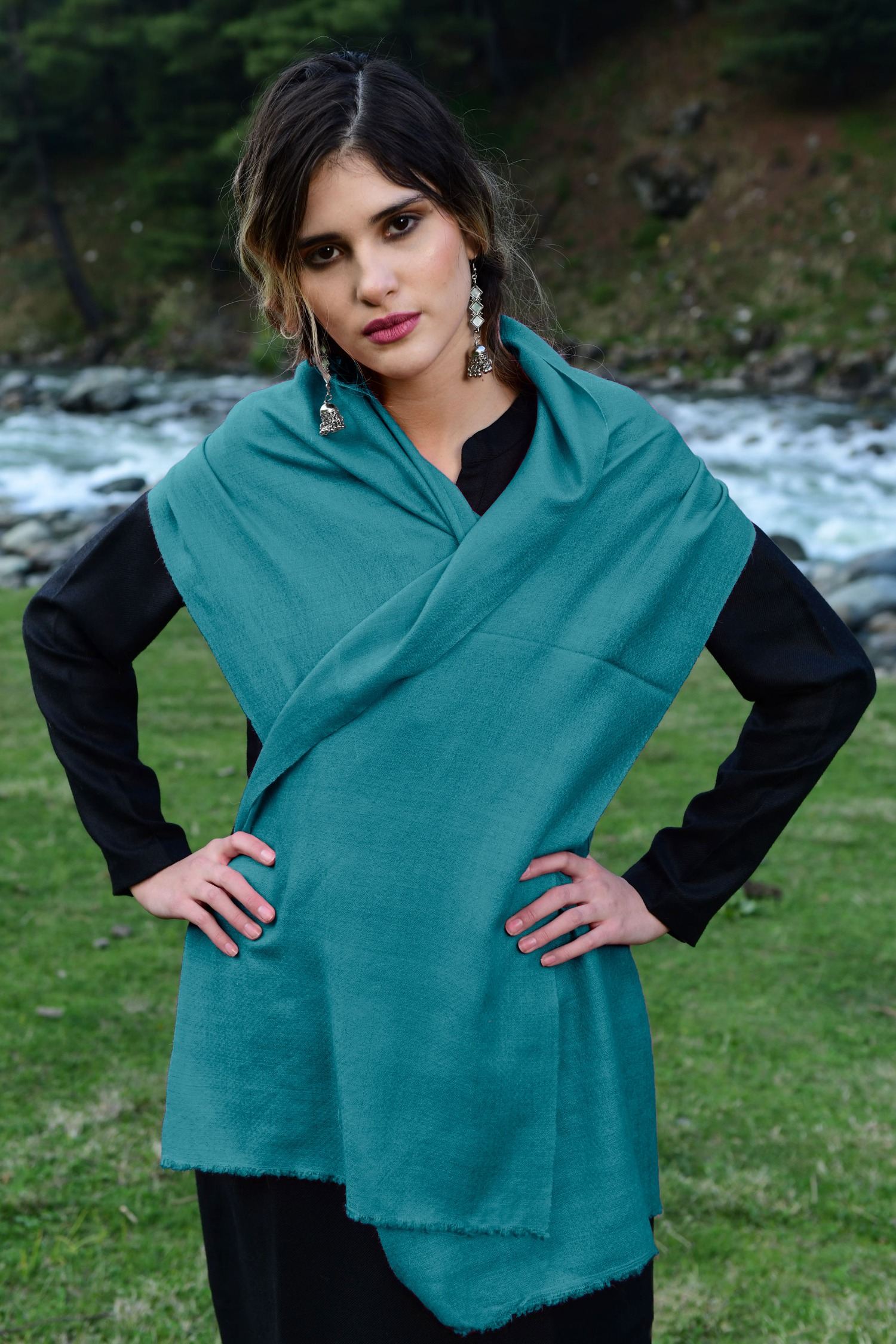 Peacock Blue Cashmere Scarf Pure Pashmina