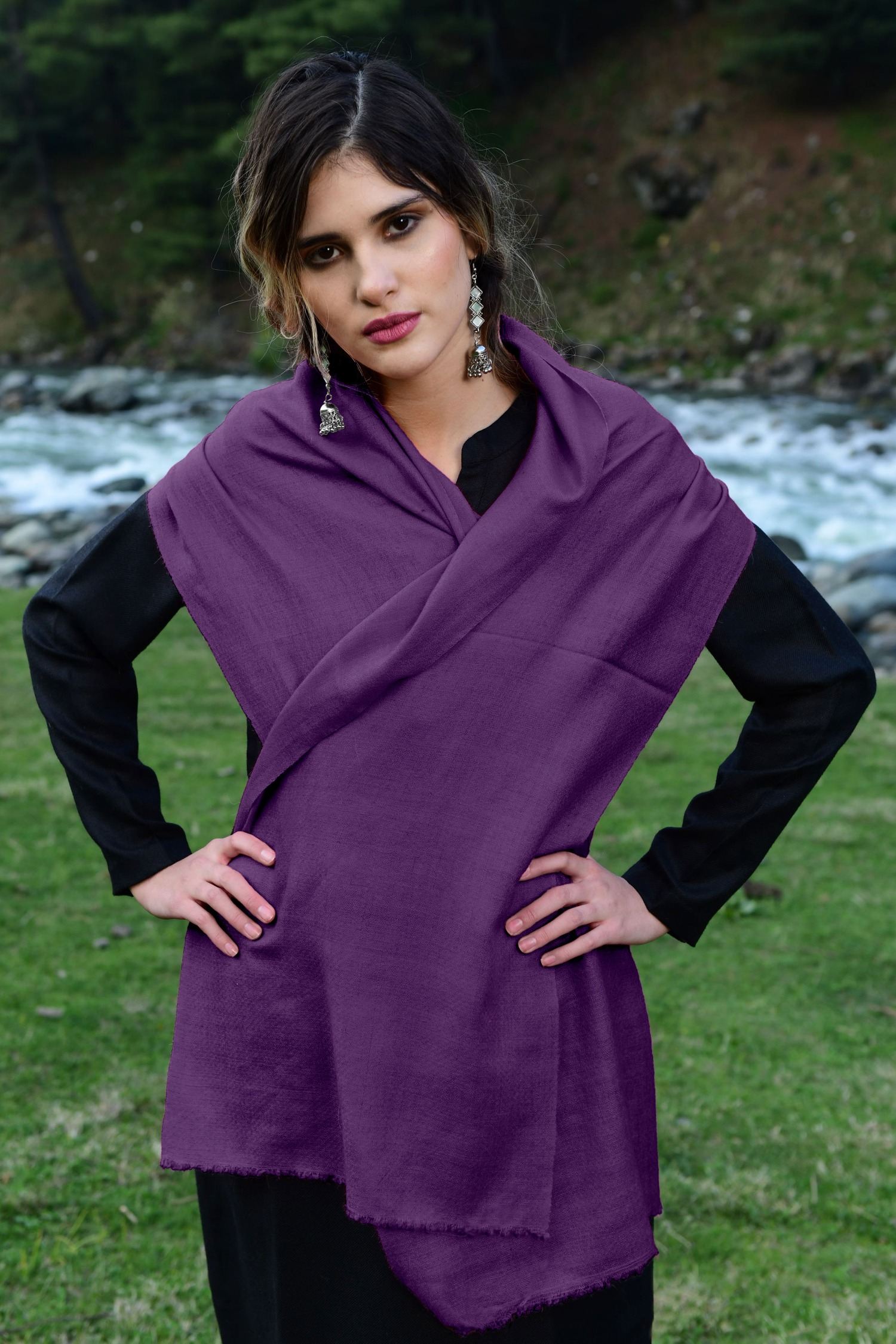 Purple Cashmere Scarf Pure Pashmina