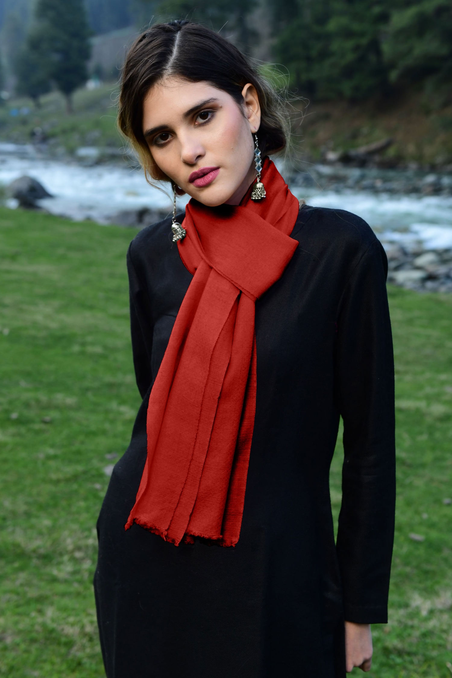 Red Cashmere Scarf Evening Wraps