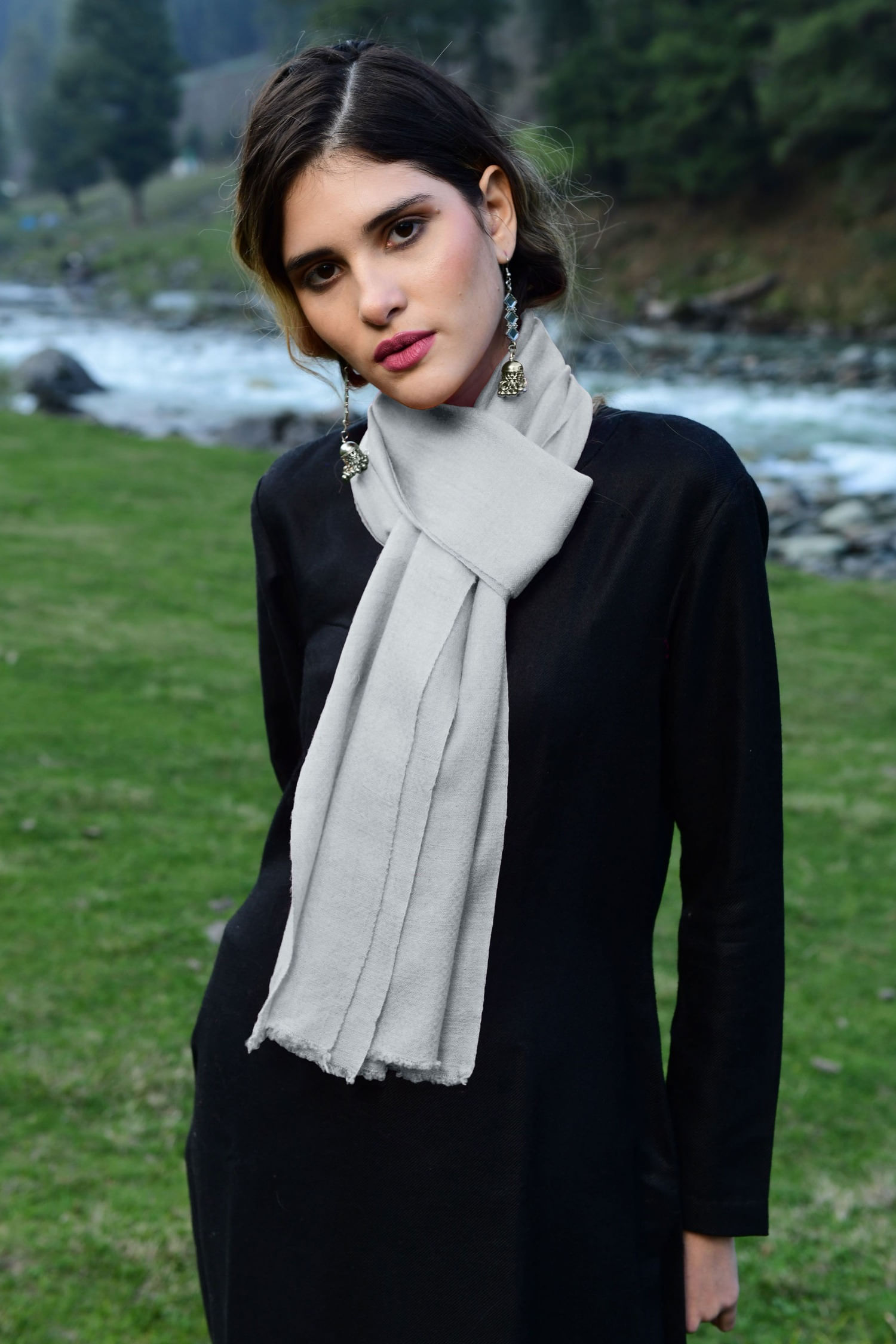 Pure Handmade hotsell Cashmere Scarf Unisex - Grey