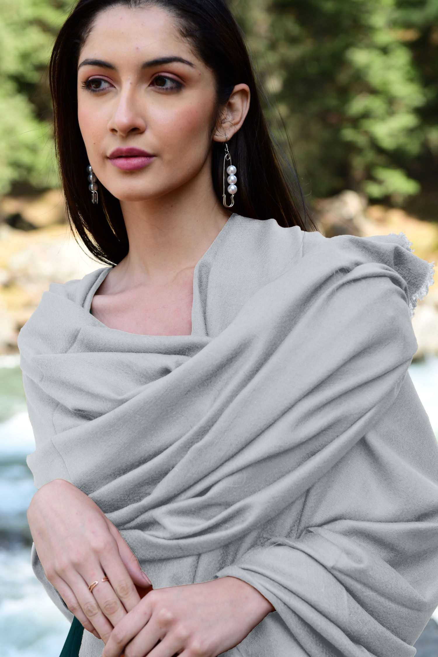 Silver Grey Cashmere Wrap Pure Pashmina