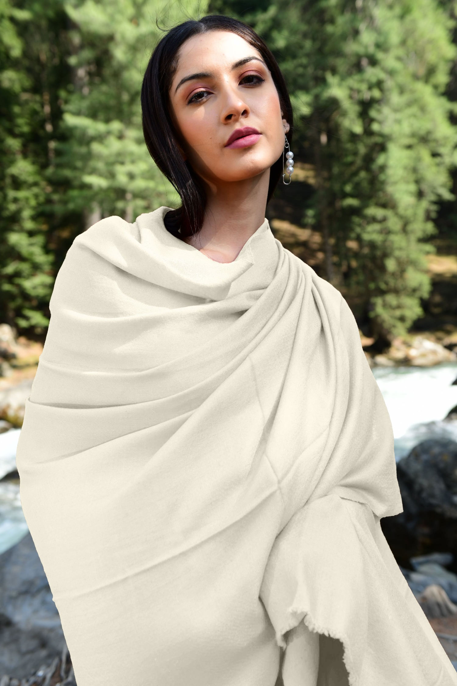 Ivory cashmere pashmina sales