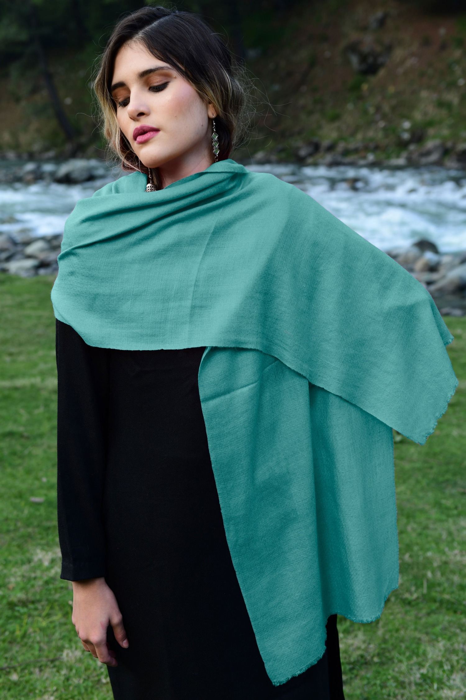 Teal Cashmere Scarf shops Pure Pashmina