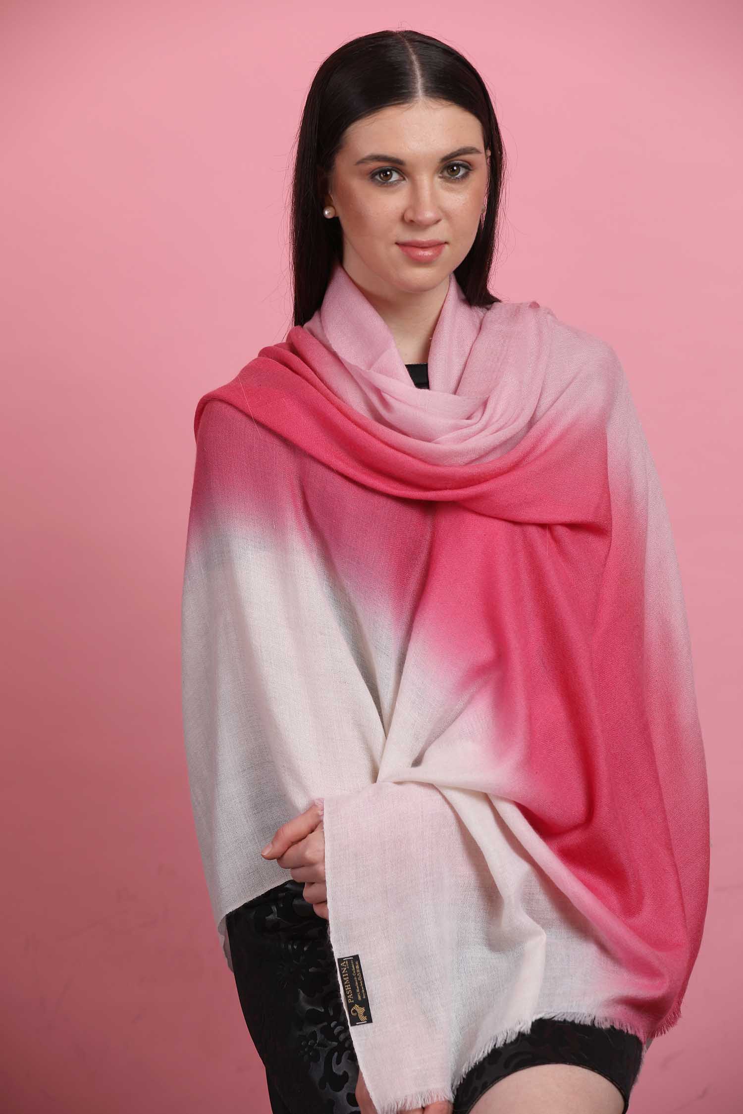 Beautiful Large Scarf Ombre top Fuchsia/Pink/Light Pink