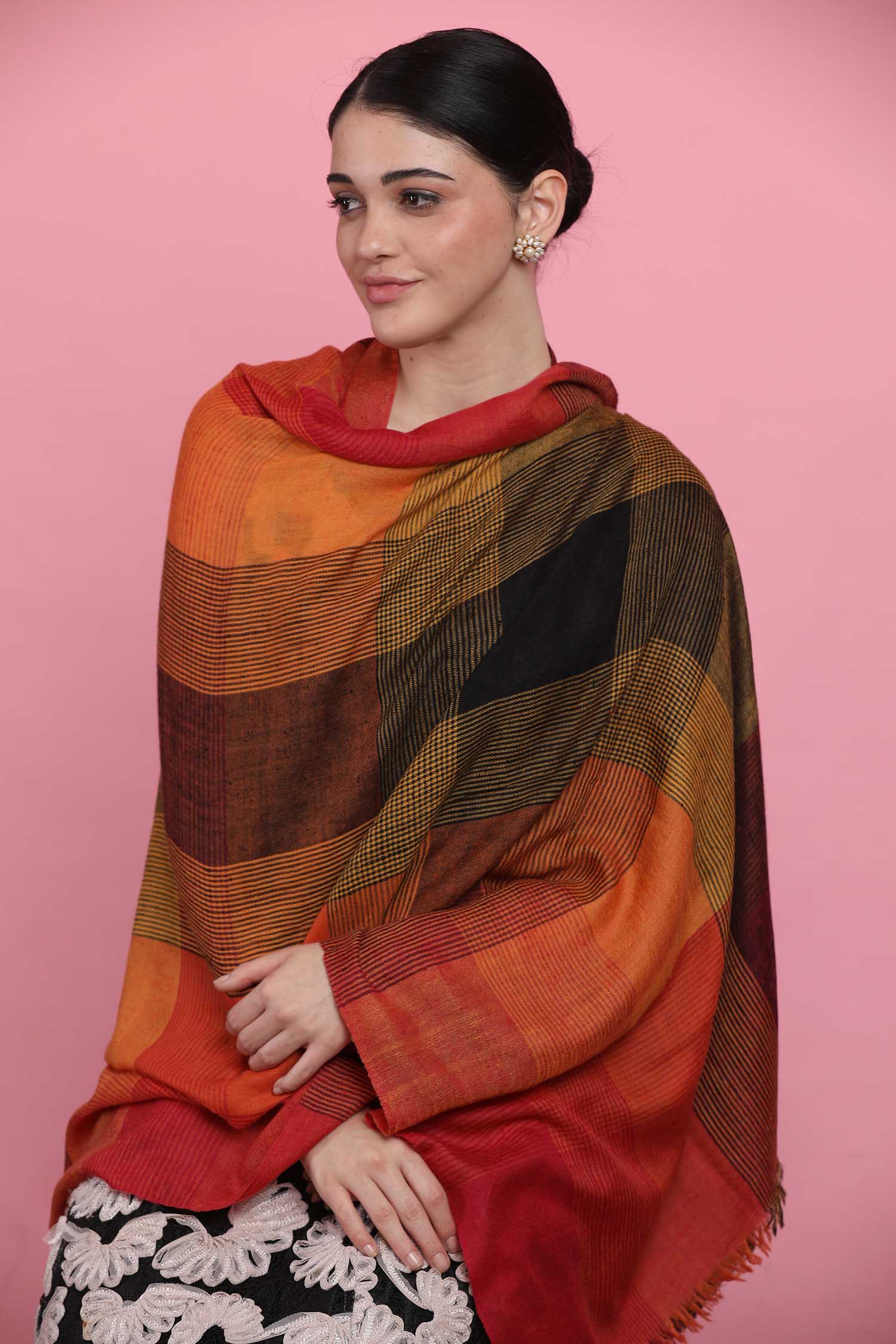 Rainbow Patterned Handwoven Pashmina Shawl