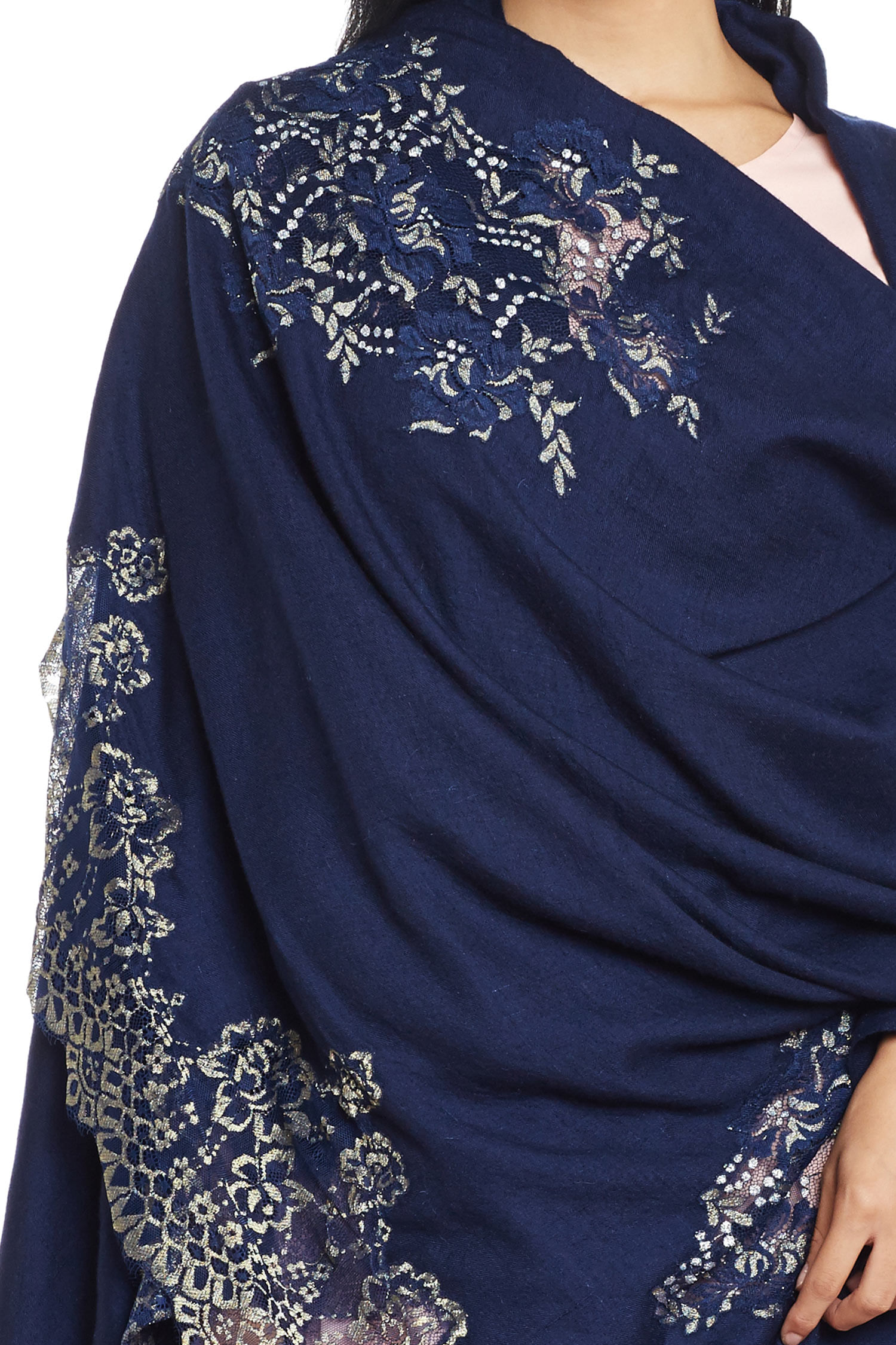 Navy lace fashion shawl