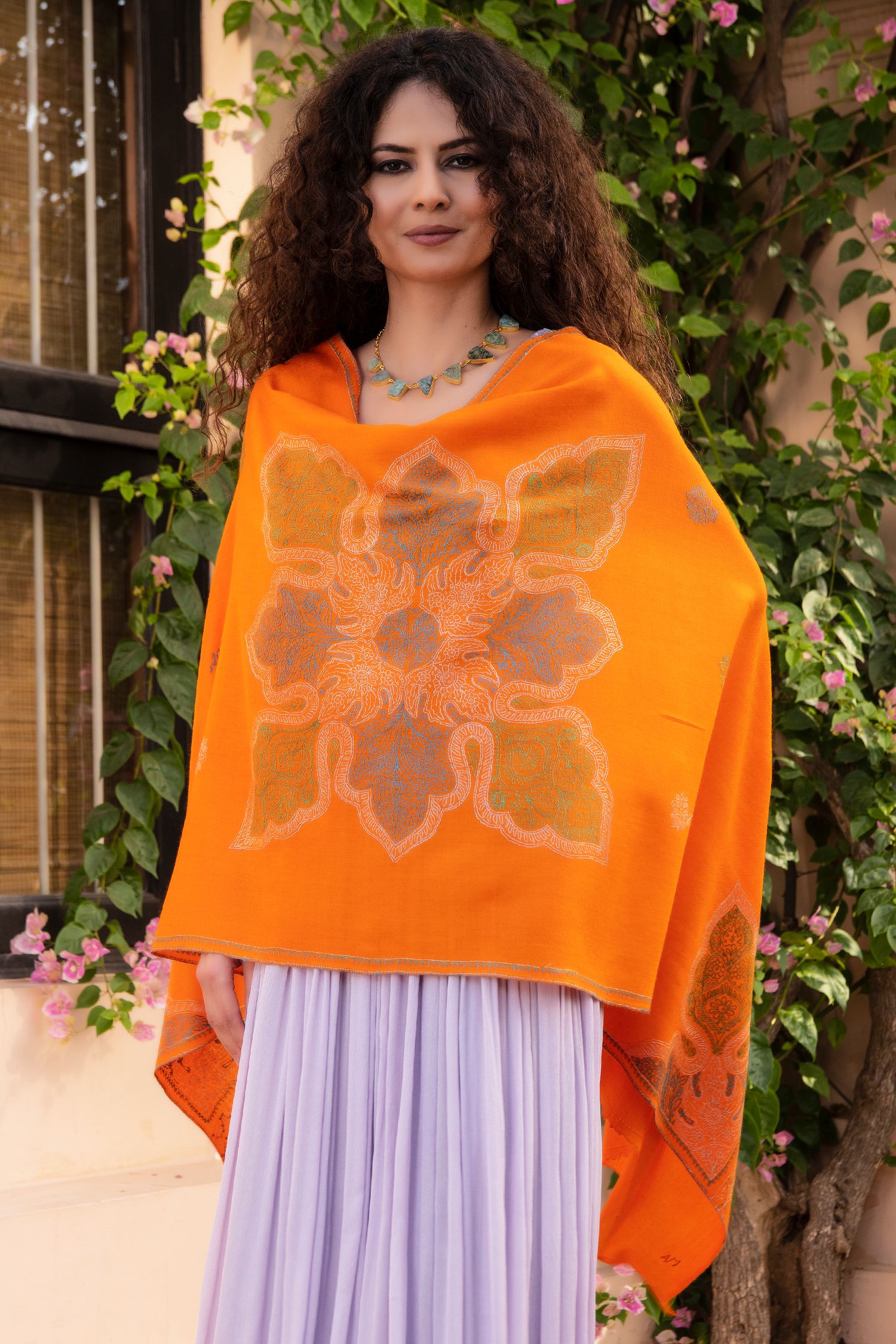 Orange Cashmere Wrap | Casual Winter Wraps for Women