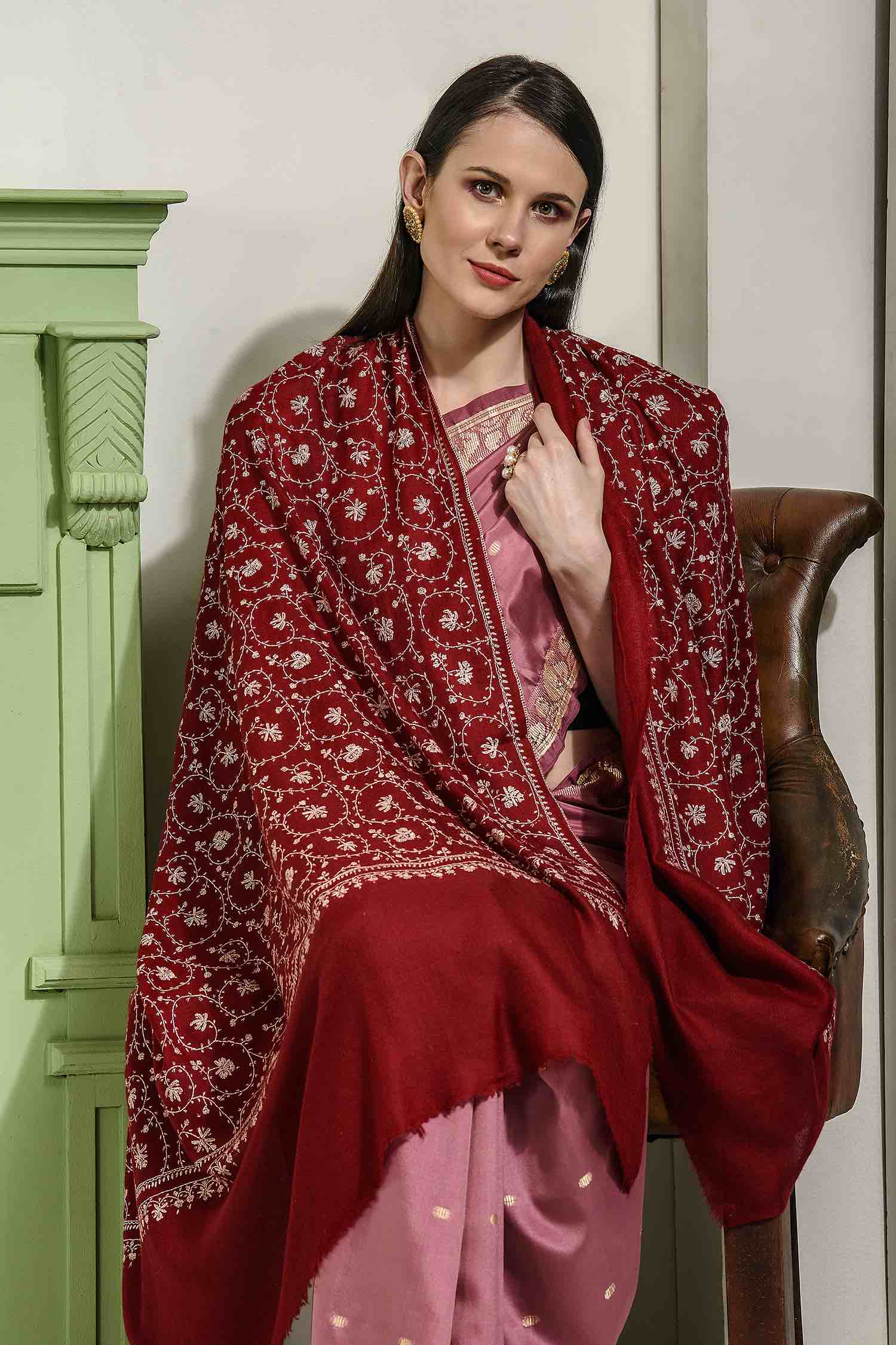 Handcrafted Red Kashmiri Pashmina Shawl