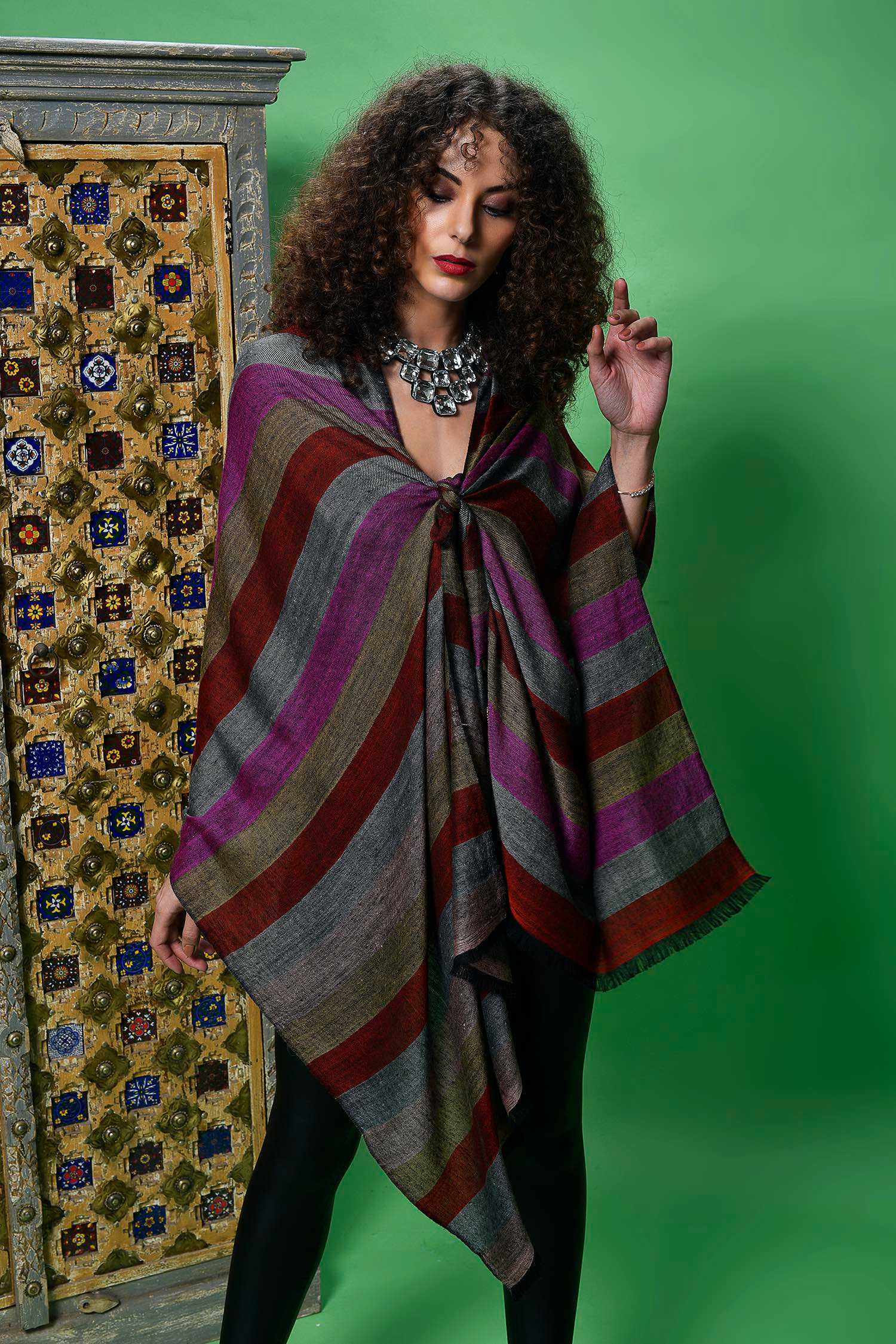 Variegated Stripes Cashmere Wrap