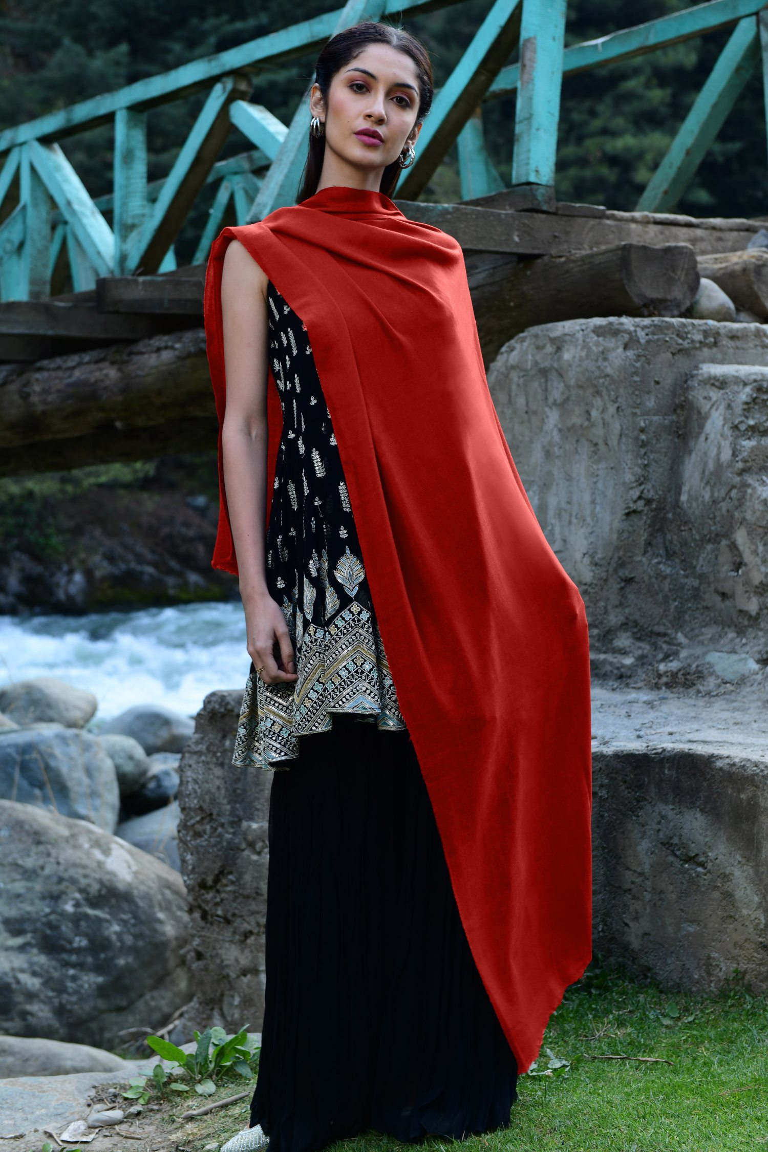 Red Cashmere Scarf | Evening Wraps