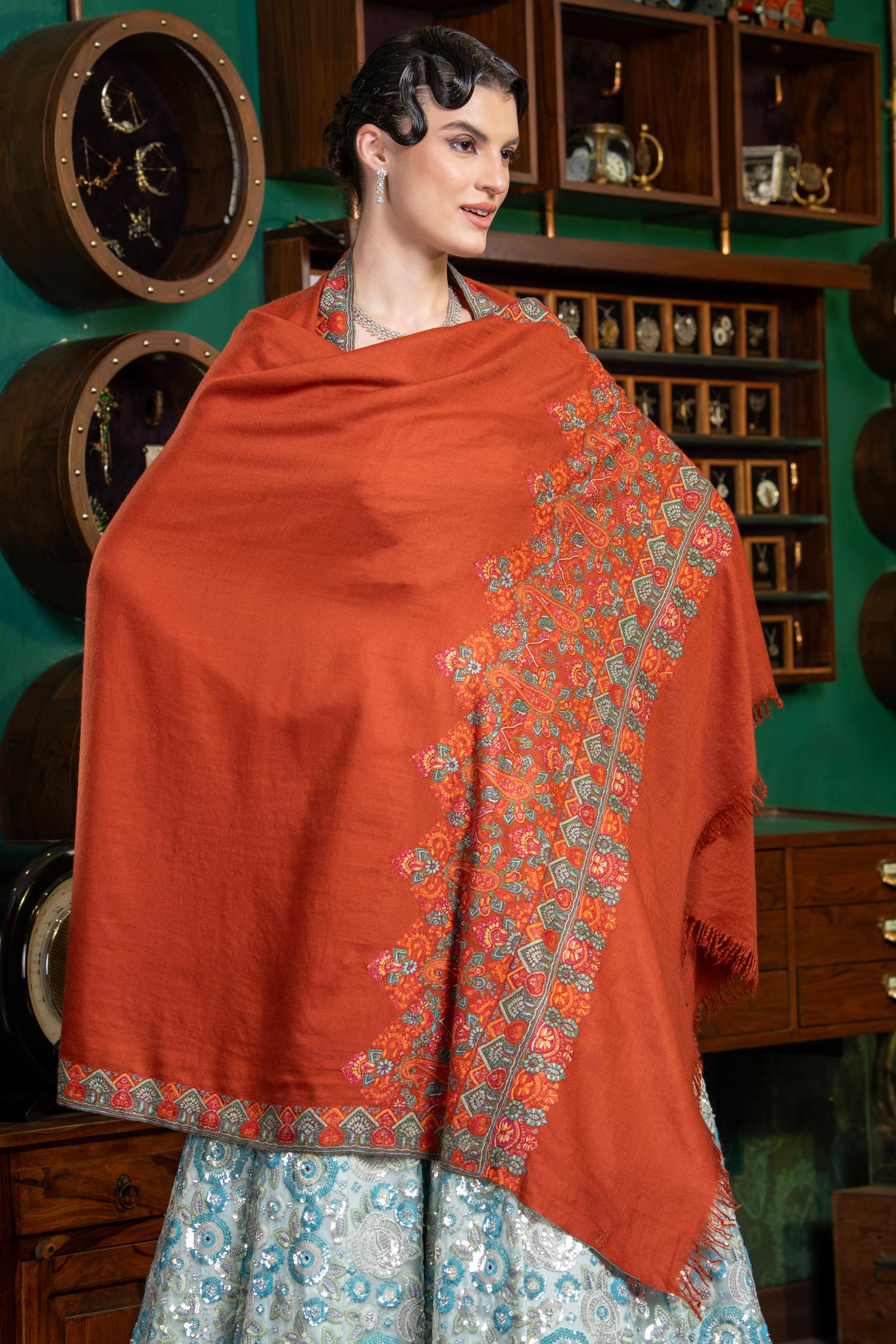 Damdan Rust Pashmina Shawl
