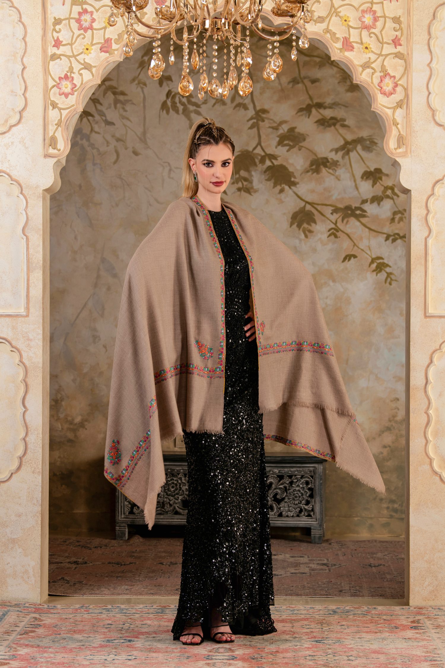 Qamar Beige Pashmina Shawl