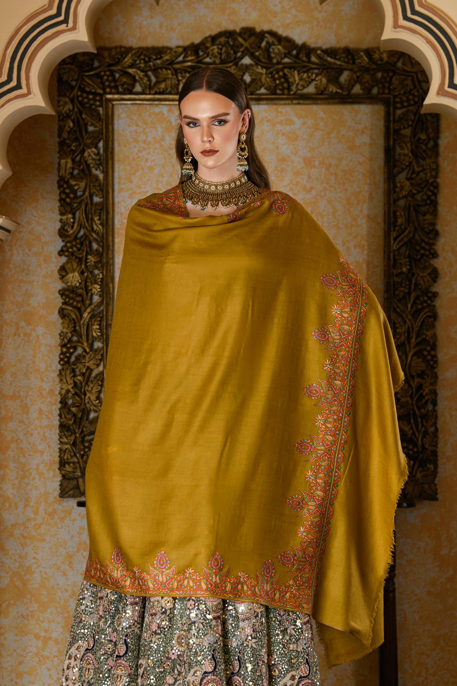 Traditional Mustard Pashmina | Women's Luxury Fashion