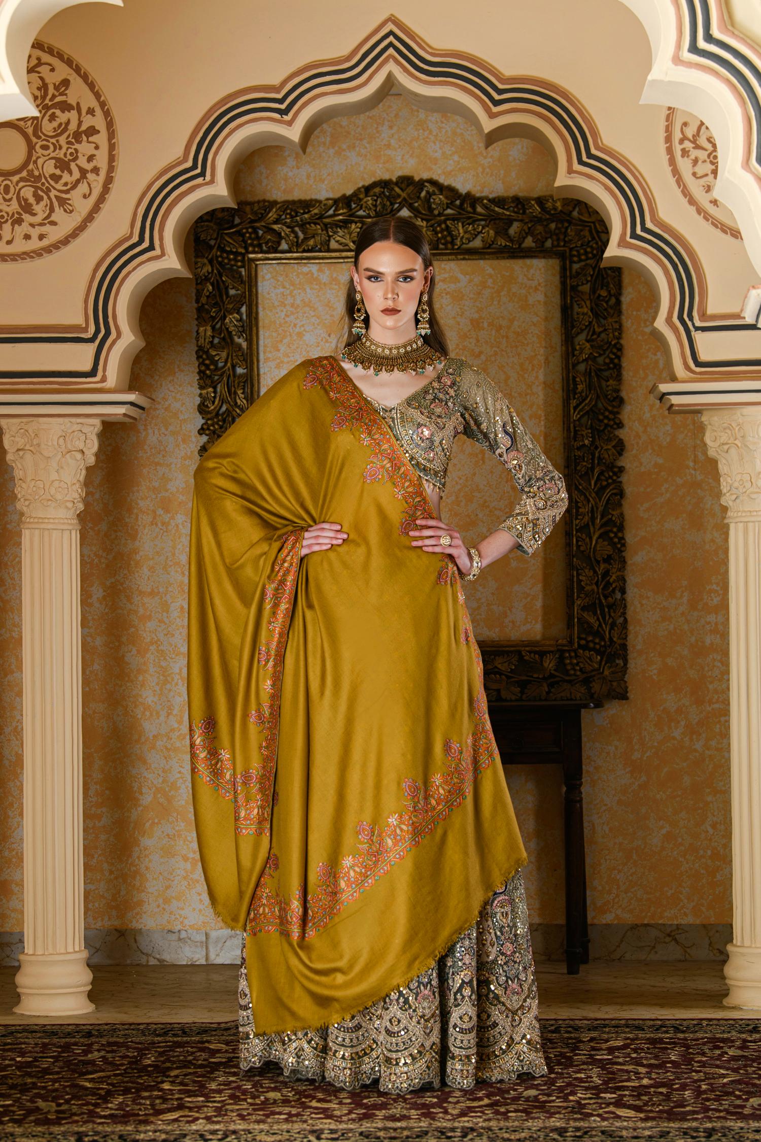 Traditional Mustard Pashmina | Women's Luxury Fashion