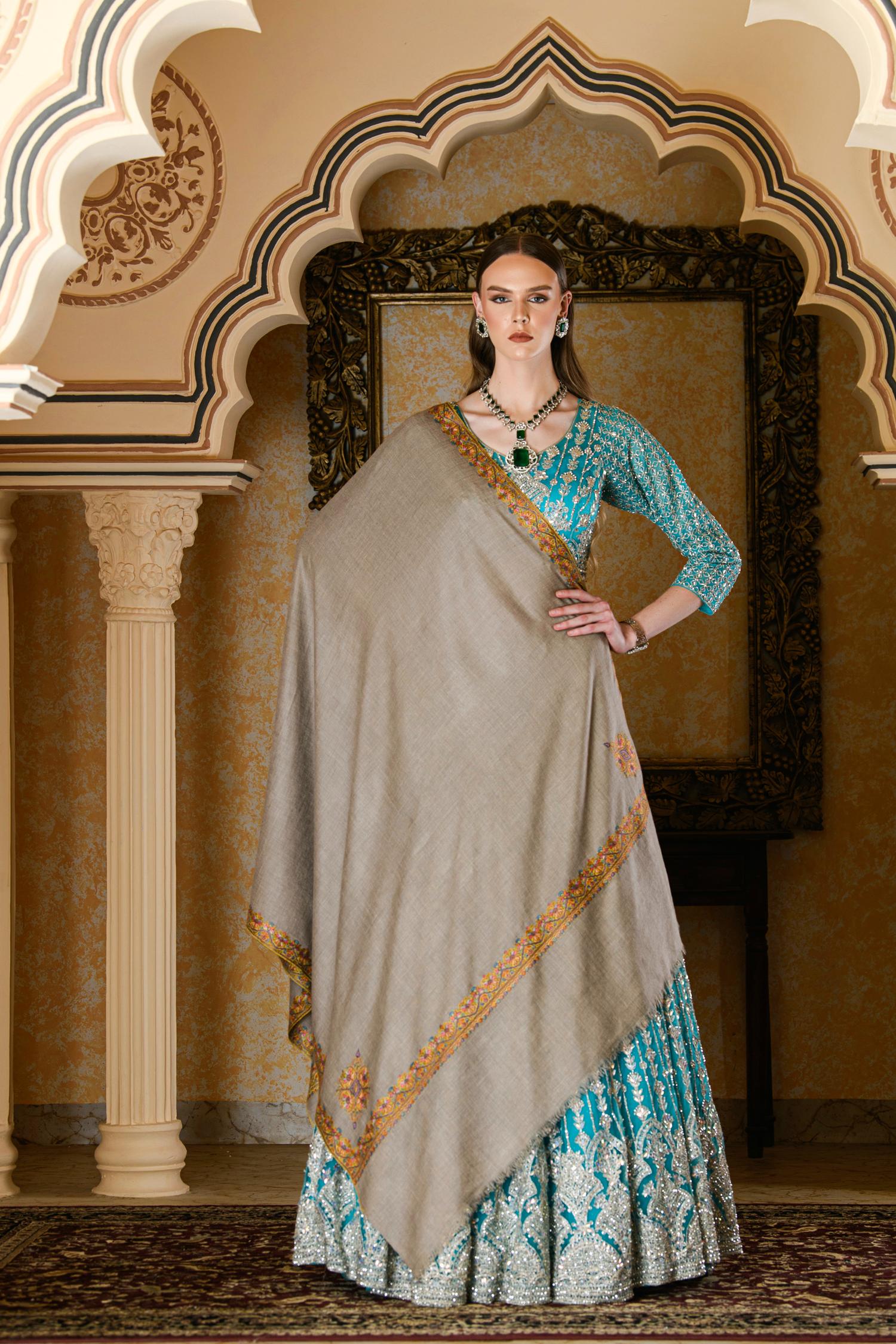 Toosh Pashmina Shawl | Traditional Sozni hand embroidery