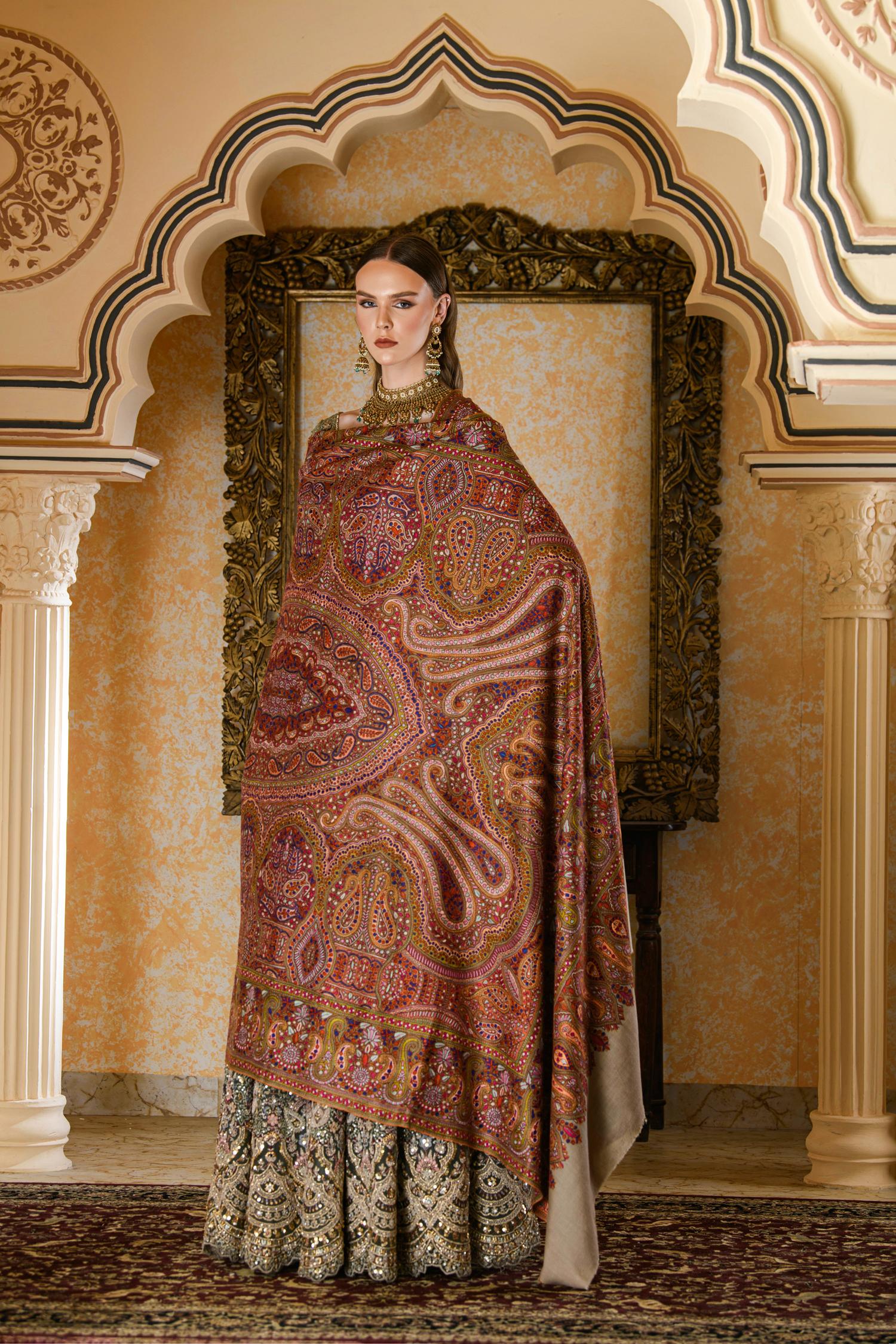 Toosh Pashmina Shawl | Hand embroidered Pashmina Shawl