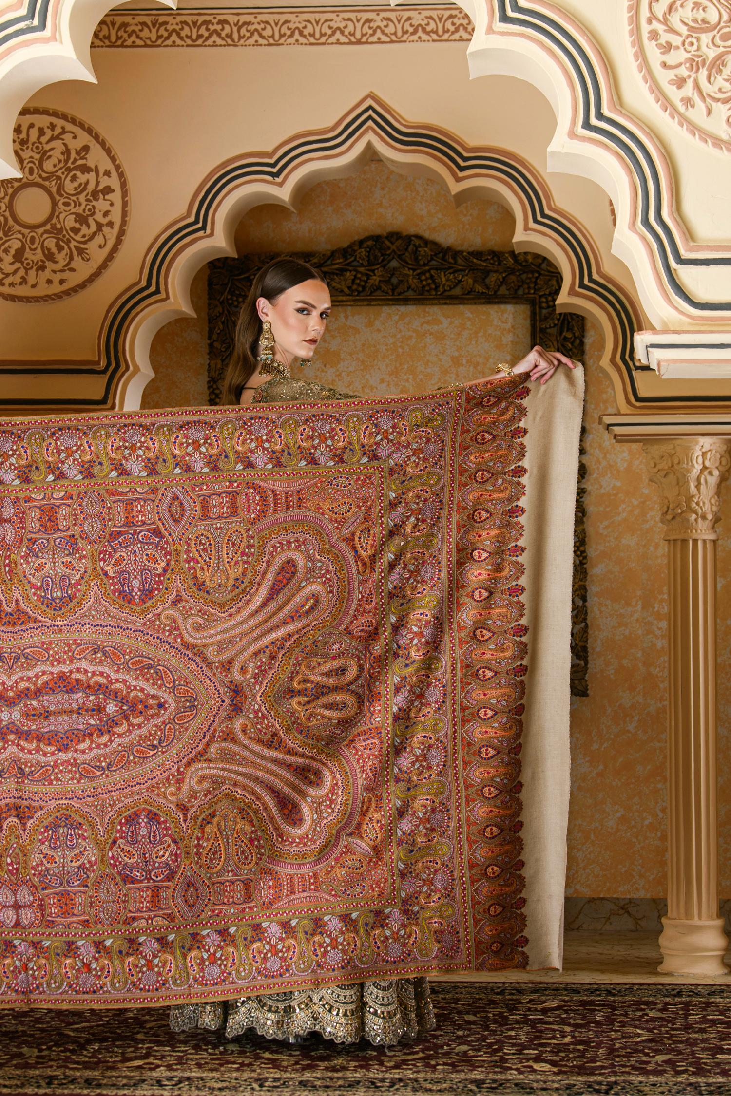 Toosh Pashmina Shawl | Hand embroidered Pashmina Shawl
