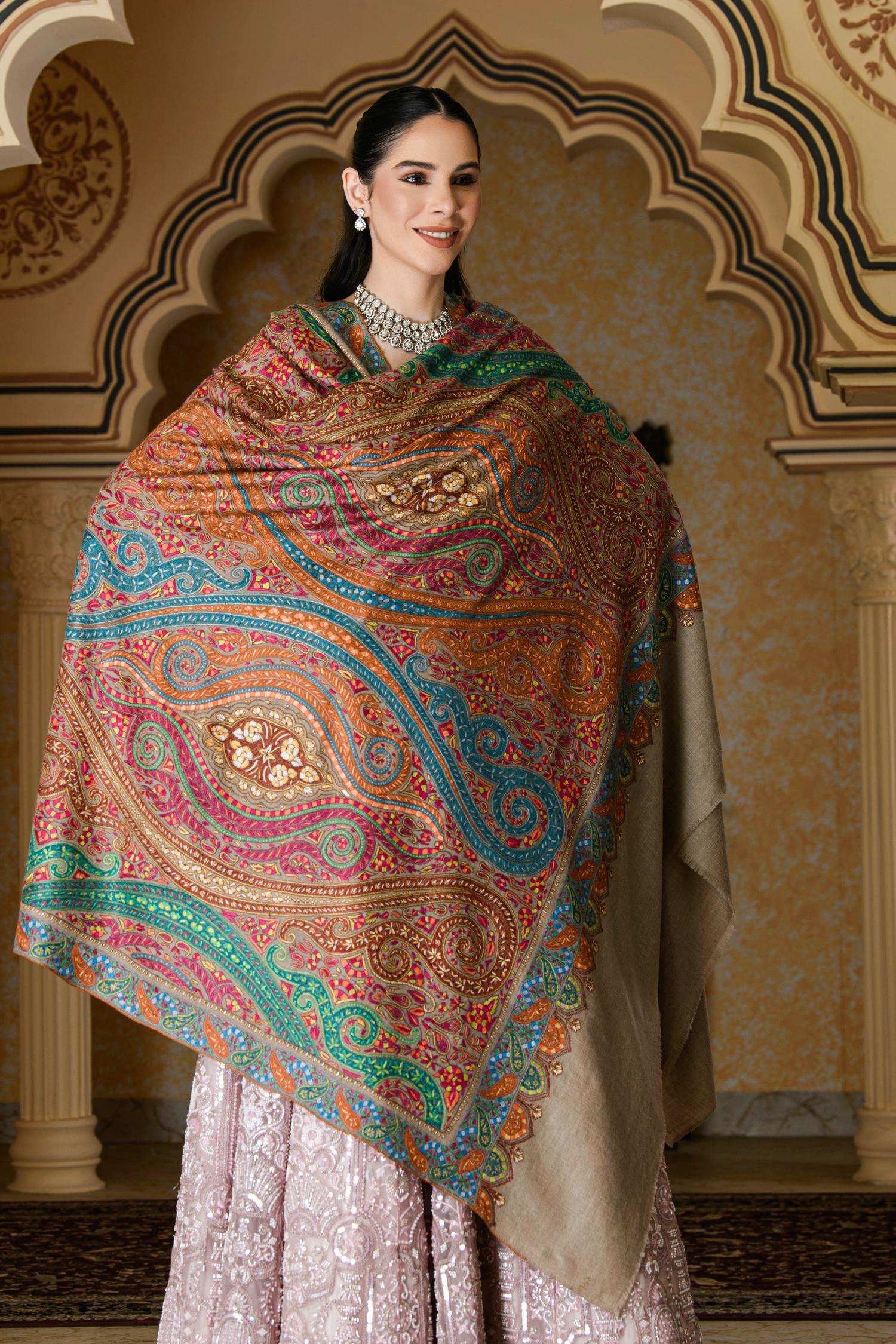 Toosh Pashmina Shawl | Authentic Hand Embroidery