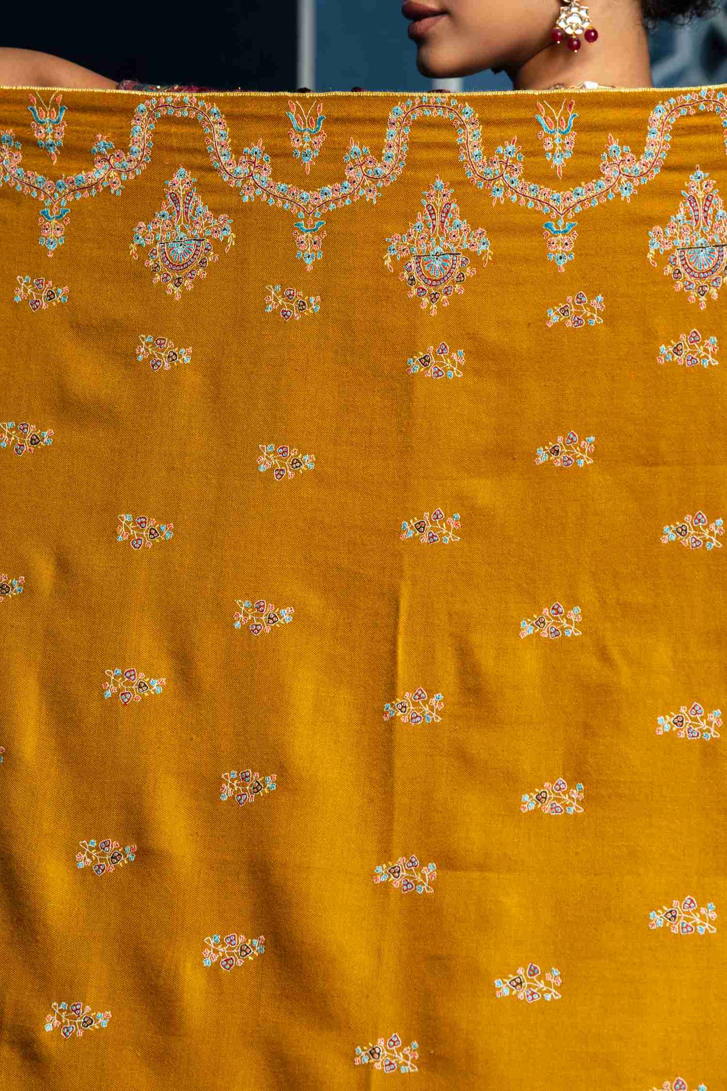 Mustard Sozni Pashmina | Winter Shawls for Women