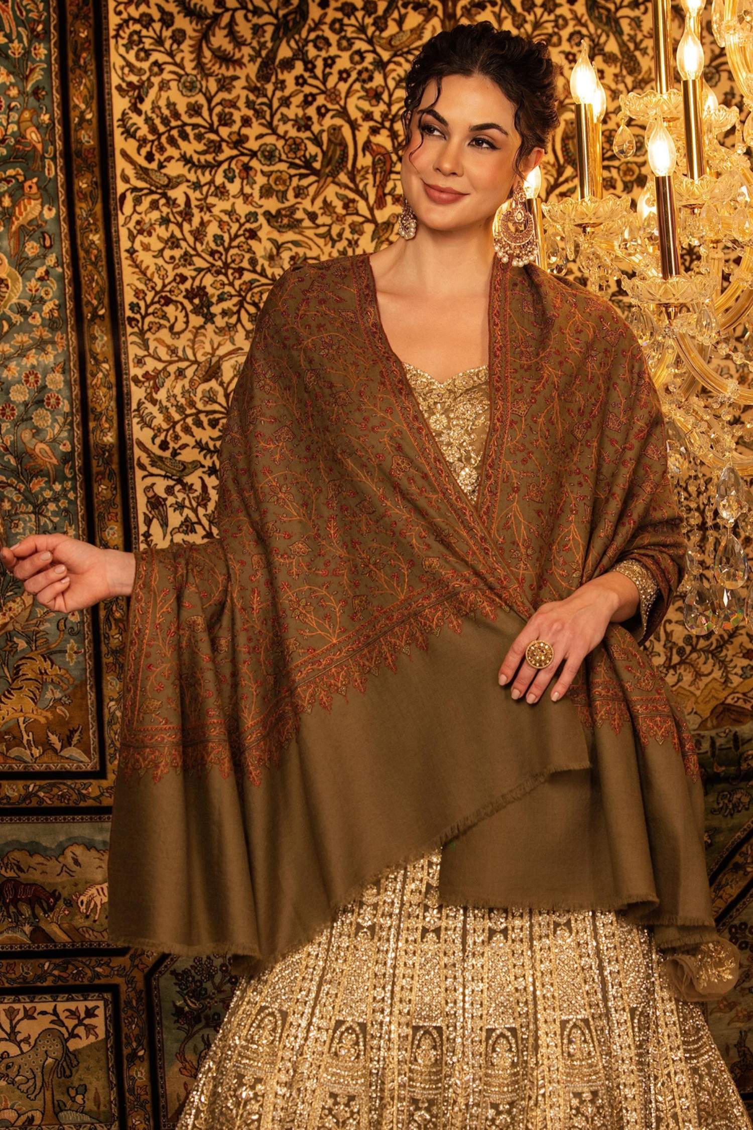 Cappuccino Brown Cashmere Wraps and Handmade Shawls