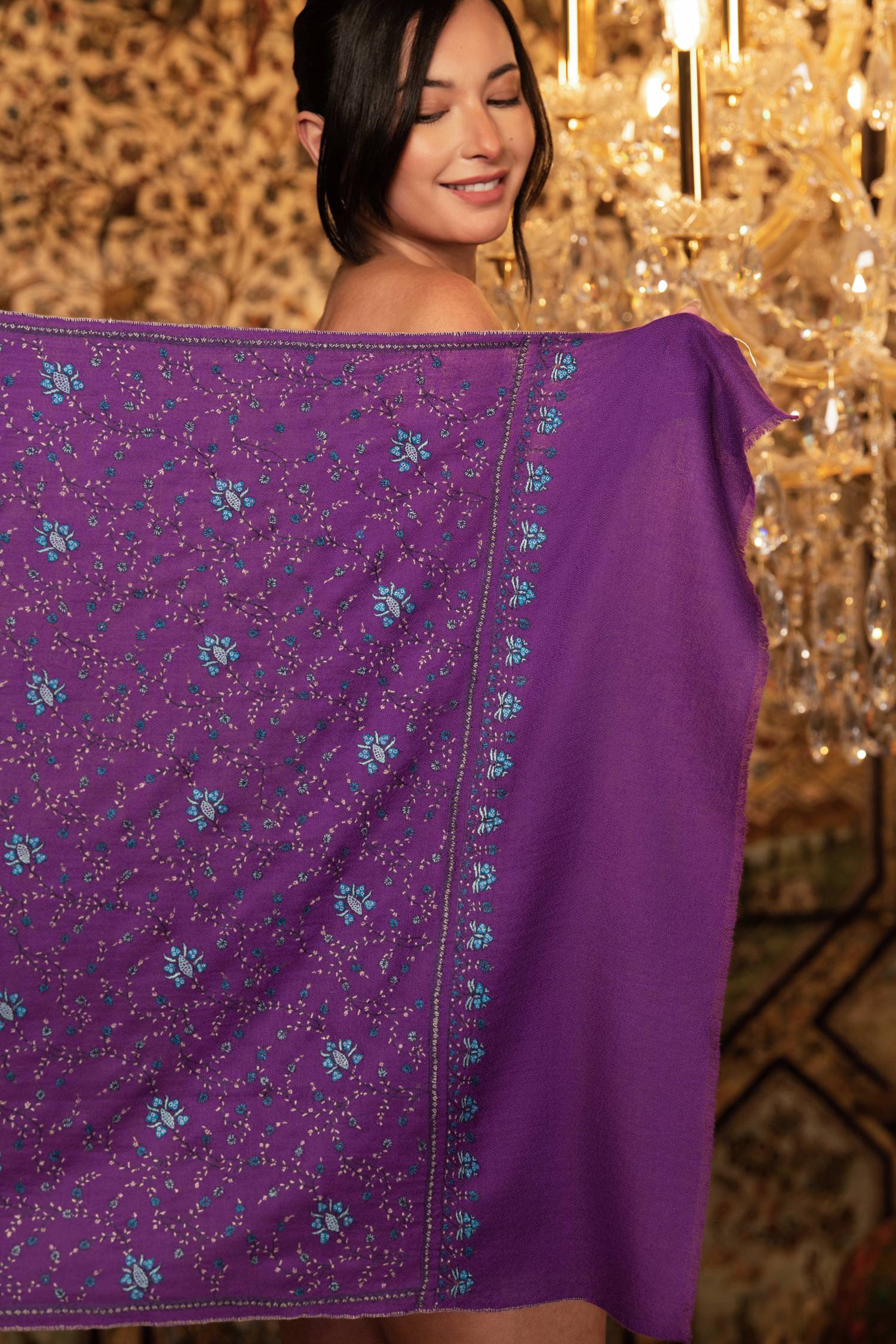 Purple Cashmere Wrap | Hand-Crafted Fashion luxury
